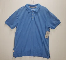 The Normal Brand Pique Polo Shirt Mens XL Blue Short Sleeve Button $75 NEW