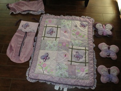 Nursery Girls Sugar Plum Cocalo Crib Set Purple Butterflies Pink