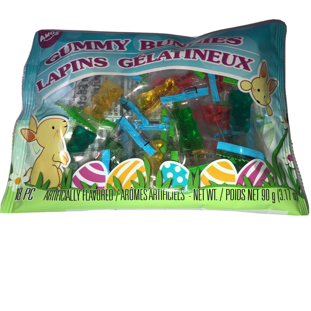 1 bag 3.17oz ea Amos Easter GUMMY BUNNIES-Individual Wrapped Gummy/Gummi Bunnies 1 bag 3.17oz ea Amos Easter GUMMY BUNNIES-Individual Wrapped Gummy/Gummi Bunnies
