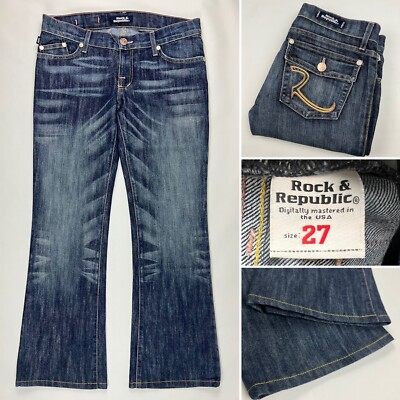 Rock & Republic Stevie Women's Jeans Size 28 x 29 Blue Denim Boot Leg