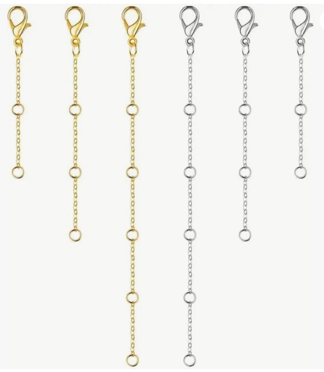 6 Pcs Stainless Steel Necklace Extender Bracelet Extender Extender Chain Set 3