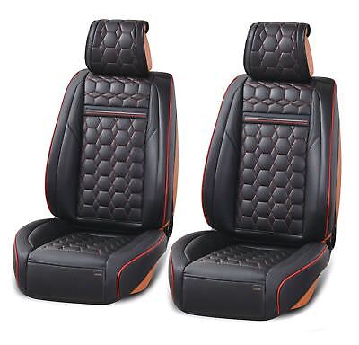Deluxe Red PU Leather Front Seat Covers Padded For Nissan Navara Qashqai Juke