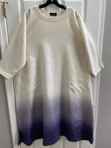 Eskandar Rare Unique Size 1 Cream Purple Ombre Heavyweight Linen Dress SALE deal from eBay