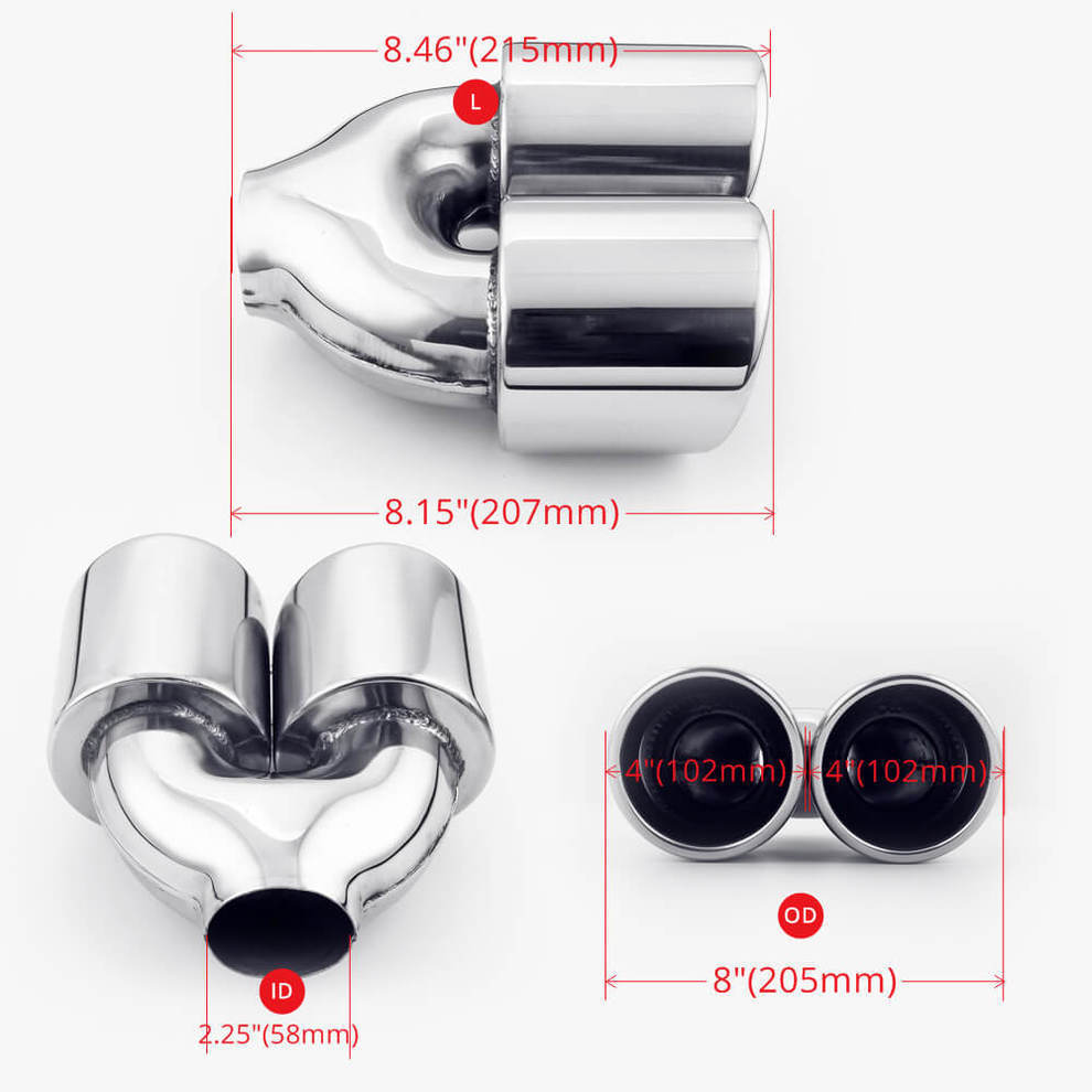 Tap Trap Pair Clamp-on Quad 4" Out Dual Wall Exhaust Tips 2.5" In 304 Stainless Epson 405 XL - Foto 12