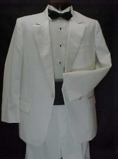 VINTAGE LORD WEST WHITE POLYESTER BOYS TUXEDO JACKET or 4pc TUX RETRO PROM
