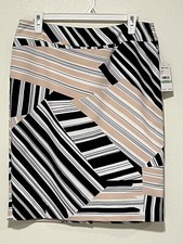 Nine West NWT Pencil Skirt Size 8 Black Pink White Print Knee Length Geo Retro