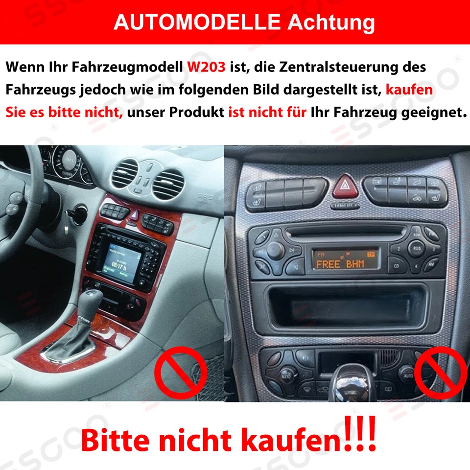 2+32G Carplay Autoradio Android 13 für Benz C/CLC W203  W209 GPS RDS KAM MIK - Bild 2 von 4