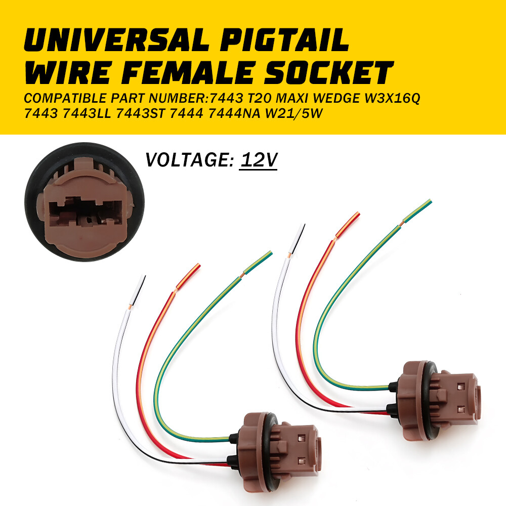 Flosser Pigtail Wire Female 7444NA Socket Two Brake Tail Harness Stop Parking