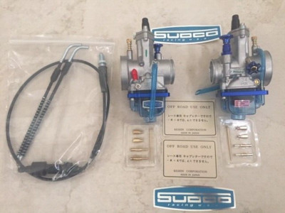 2pc Banshee 34MM 34 Mil Larger Race Carburetors w Power-jet   carbs +cable+ jets