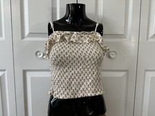 ✅New ✅Pink Rose Crop Tank Top ✅Women's ✅Small ✅Cream Medallion ✅Textured ✅straps