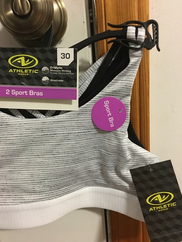 BRAND NEW GIRL'S SIZE SMALL ATHLETIC WORKS 2 PACK SPORTS BRAS BAND SIZE 30 - Picture 3 of 6