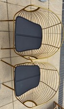 Two Gold Metal Garden Chairs with Cushions
