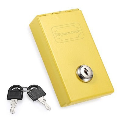 Hoowen Metal Box for Gambler, Casino Cash with Money Slot and 2 Yellow 