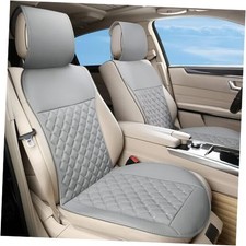 2pcs Car Seat Covers,Leather Water Proof Material No Slip Soft Car Seat Grey
