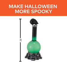 Light-Up LED Green Potion Bottle w/ Skull Stopper Halloween Tabletop Decor 11"
