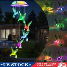 1-5 Solar wind chime LED green bird pendant lamp - Garden home decoration - Gift