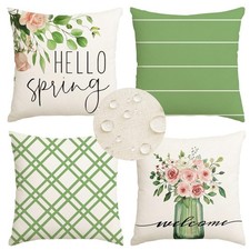 Spring Pillow Covers 18x18 Inch Set of 4 Waterproof Outdoor Spring Decoration...
