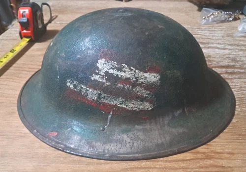 Rare WW1 US Army Military Helmet Brodie Combat Camouflage USA FLAG