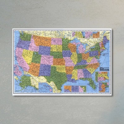 Large Detailed Cities And Towers Map of the United States Canvas Prints Posters