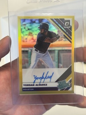 Yordan Alvarez 2019 Optic True GOLD AUTO /10 Rated Prospect Auto Astros Clean.