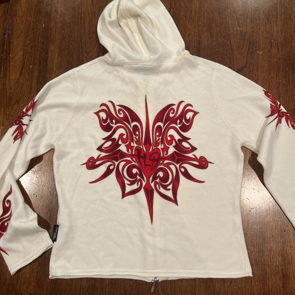 Suéter com capuz Harley Davidson feminino tamanho G gráfico tribal motociclista Y2K vintage - Imagem 2 de 4