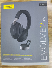 Jabra Evolve2 85 MS Wireless Headphones with Link380c  Charging Stand, Stereo