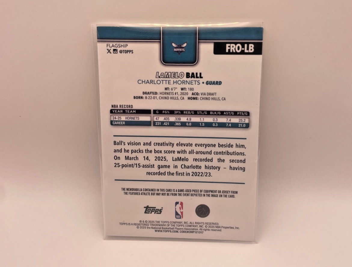 2025-26 Topps LaMelo Ball 1/1 Foilfractor Flagship RealOne Relics One of One GEM view 10