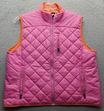 Lands' End Quilted Vest Youth XL Pink PrimaLoft Sleeveless Mock Neck Full Zipper