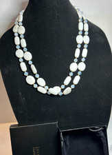 NOS JOAN RIVERS CLASSICS NECKLACE 48" W/ WHITE & TRANSLUCENT GLASS STONES & BEAD