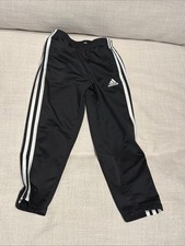 Adidas Kids Black White Stripe Track Pants Athletic Joggers Size 5