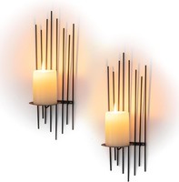 Wandkerzenhalter 2Er Set Schwarz Metall FüR Stumpenkerzen - Moderne Wanddeko