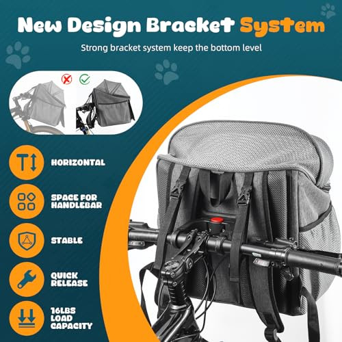 Dog Bike Basket Carrier, Dog Basket for Bike with Mesh Window, Bike Pet - Picture 6 of 7
