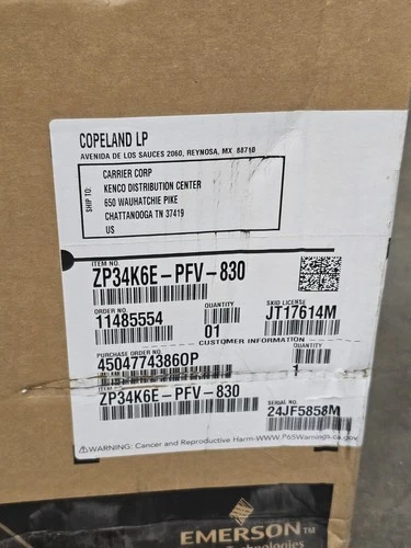 Copeland ZP34K6E-PFV-830 Hermetic Scroll Compressor