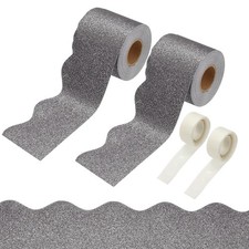 2 Rolls Glitter Bulletin Board Borders 65.6ft Gray Border