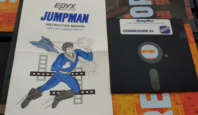 Jump Man (Epyx 1984) Commodore C 64 (Disk & Manual) works 8-bit classic C64