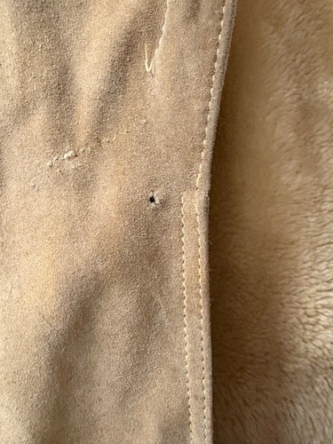 Distressed Pacific Trail Natural Suede Leather Shearling Lined Jacket Women M/L - Picture 2 of 16