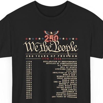 250 Year Timeline 1776 2026 Patriotic Historical Anniversary T-Shirt
