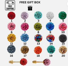 14K Yellow Gold Round Crystal Ball Screw Back Stud Earrings 6mm