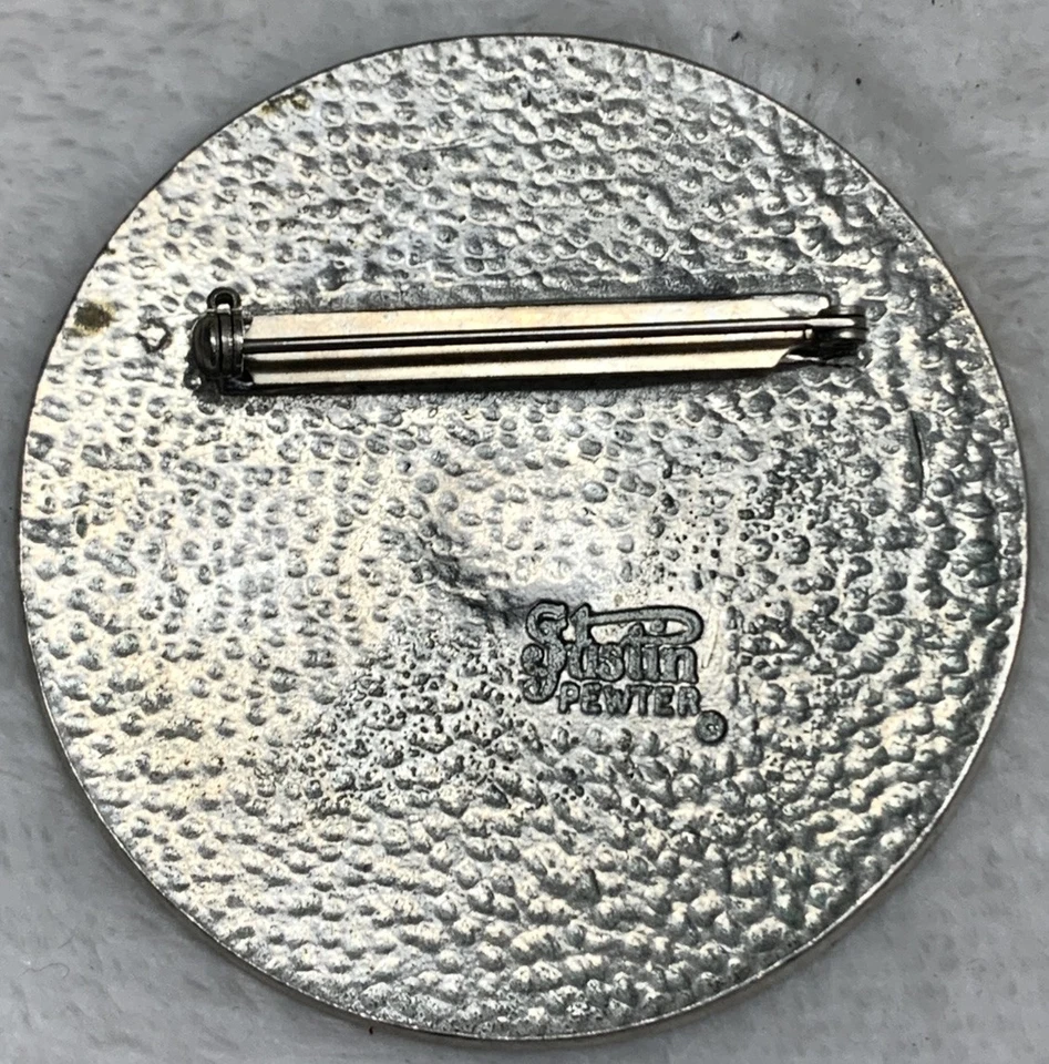 St Justin VTG Pewter Celtic Wheel Brooch Purple Stone in Centre 2” Ireland R5 - Image 2 of 4