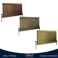 Horizontal Vertical Radiator Metallic Copper Brass Gold Triple Column G-Rad