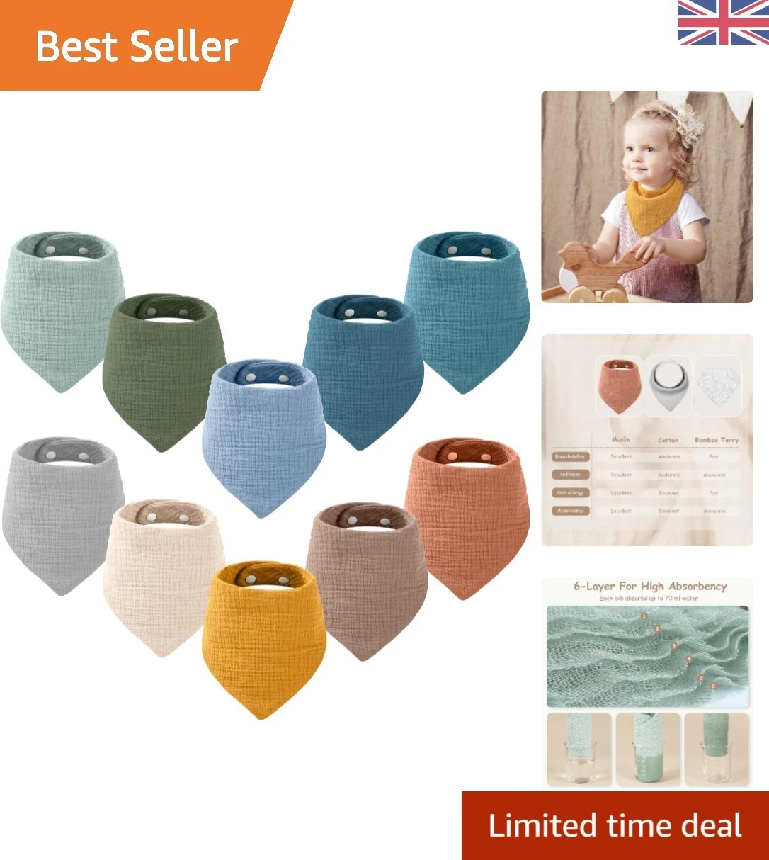 BPA-Free Muslin Baby Bibs – Stylish & Functional Dribble Bibs for All Day Use