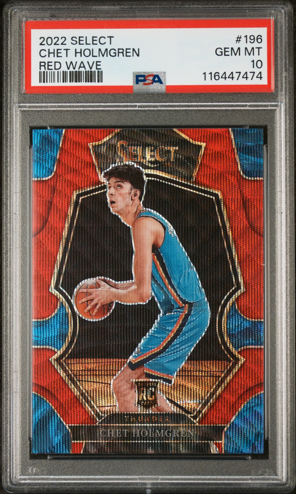 2022 PANINI SELECT RED WAVE #196 CHET HOLMGREN PSA 10
