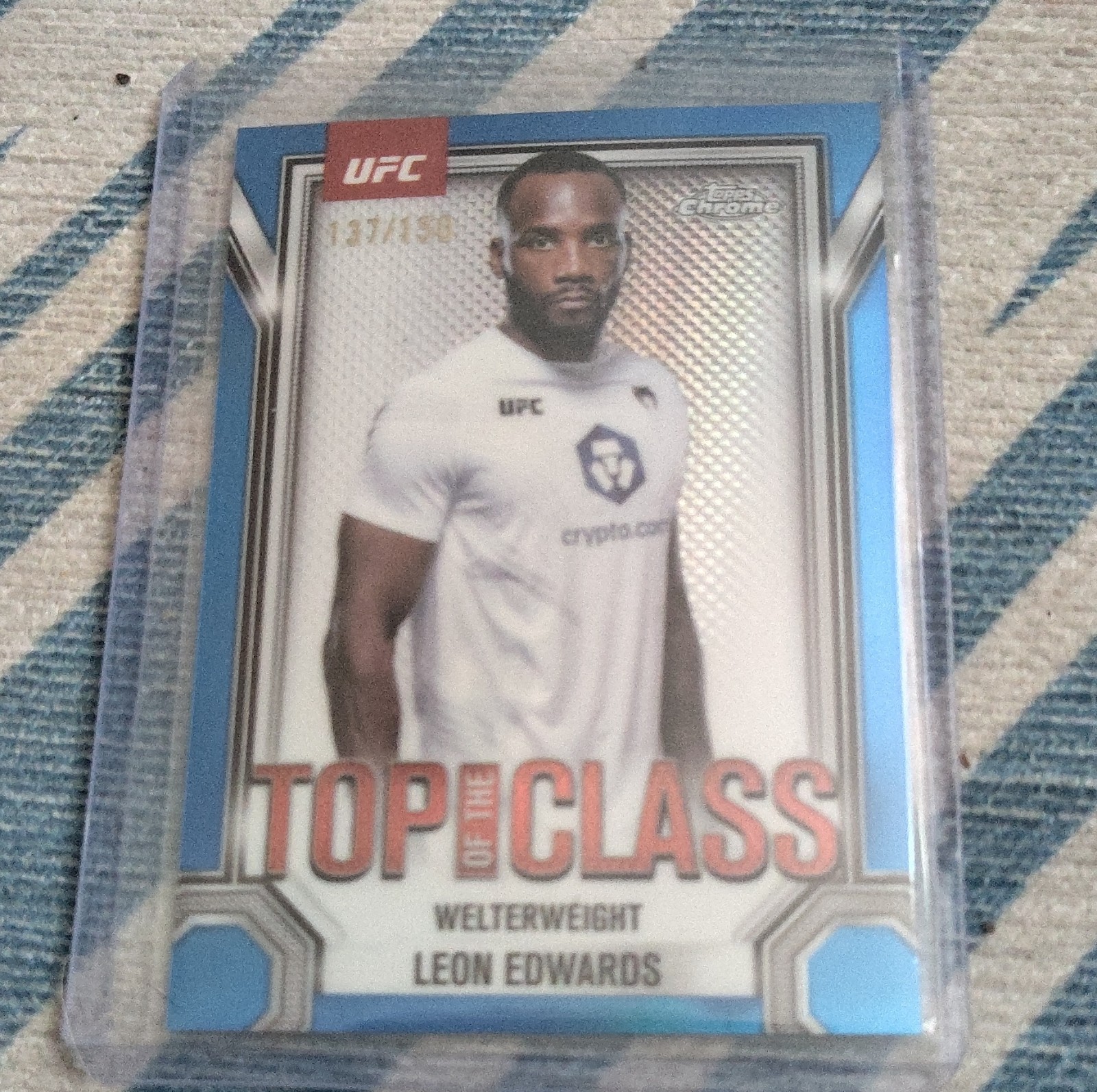 2025 Topps Chrome UFC Top of the Class Leon Edwards Blue Refractor TTC-9 /150
