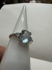 Elegant Aquamarine Oval STS Solitaire Accent Women Ring Size 6.75 — photo 8