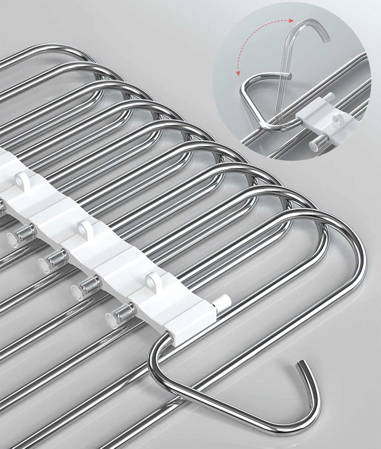 9 Layers Pants Hangers Space Saving, 2 Pack Multifunctional Pant Rack Stainle...