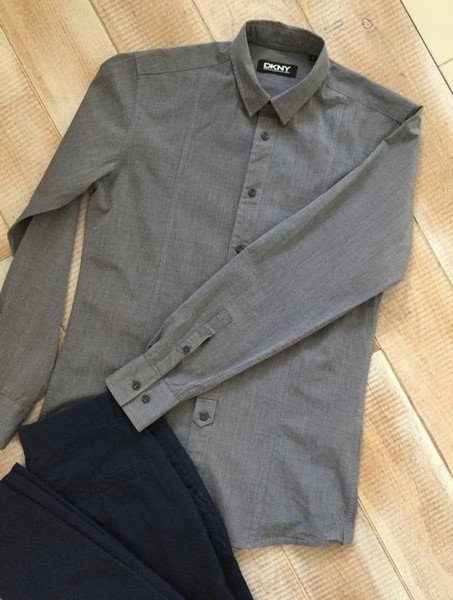 Men DKNY Shirt Grey 36 / S / 44