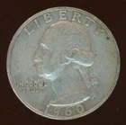 1960 D Washington Quarter KM #164  0.900 Silver 0.1808 oz Act. Silver Weight