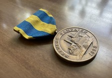 RARE USMC 1898 SPANISH CAMPAIGN MEDAL W/ FULL WRAP BROOCH - U.S. MARINE CORPS