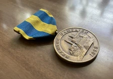 RARE USMC 1898 SPANISH CAMPAIGN MEDAL W/ FULL WRAP BROOCH - U.S. MARINE CORPS