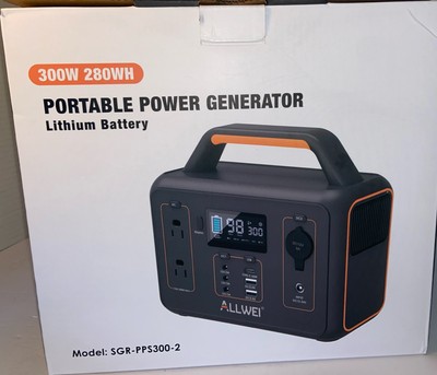 ALLWEI Portable Power Generator 300W 280WH Lithium Battery SGR-PPS300-2 New